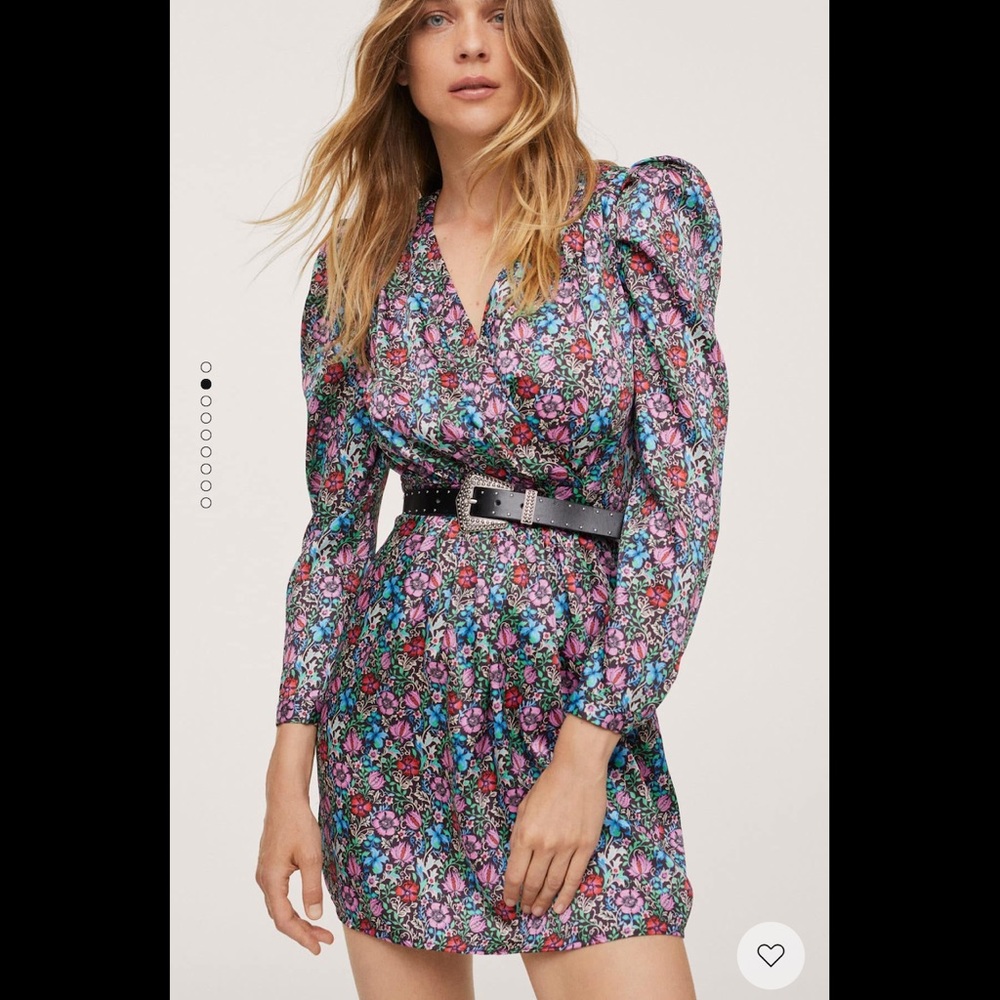 Floral balloon sleeve dress